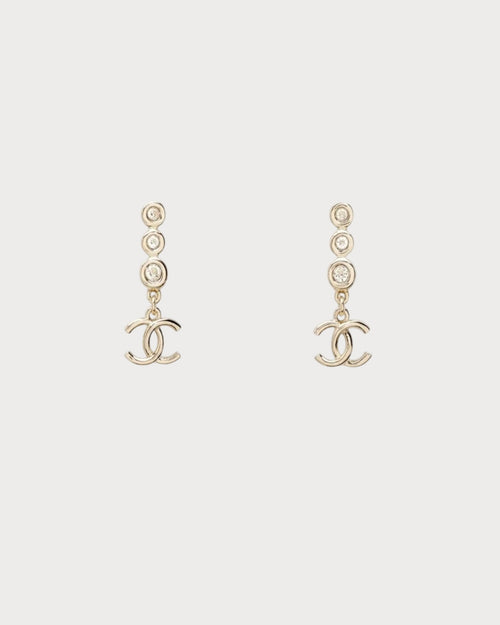 Chanel ABF862 CC Crystal Clip - on Earrings | 香奈兒 金色CC水晶夾式耳環 - LONDONKELLY 英國名牌代購