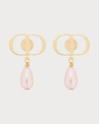 CHRISTIAN DIOR Petit CD Earrings Gold - Finish Metal and Iridescent Pink Resin Pearls | 迪奥 耳环 (粉红色) - LONDONKELLY 英国名牌代购