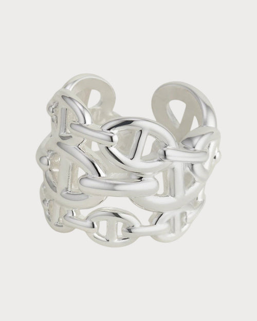 HERMES Large Chaine d'ancre Enchainee Ring | 爱马仕 戒指 (银色) - LONDONKELLY 英国名牌代购