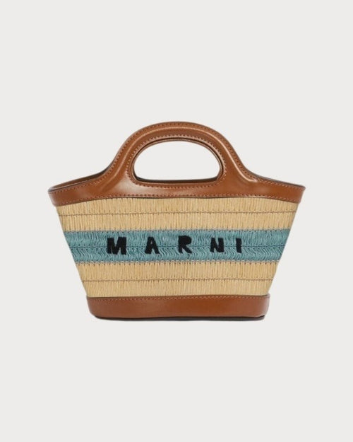 MARNI Raffia Effect and Blue Crochet Tropicalia Micro Bag | 瑪尼 草編袋 (啡色) - LondonKelly 英國名牌代購