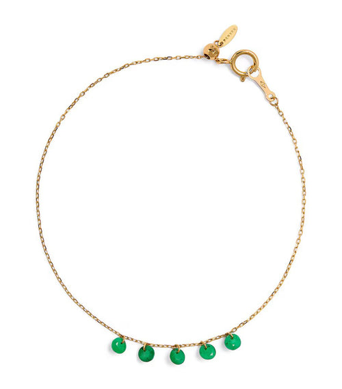 PERSEE Yellow Gold and Emerald 5 - Stone Hang Up Bracelet | 黃金綠寶石五石吊墜手鍊 (黃金) - LondonKelly 英國名牌代購