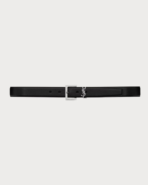 YSL SAINT LAURENT Cassandre Belt In Smooth Leather | 聖羅蘭 皮帶 (3CM/黑色) - LONDONKELLY 英國名牌代購