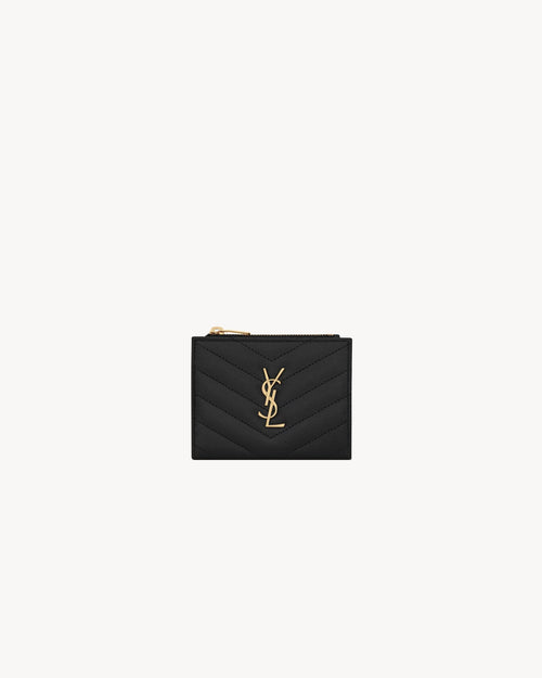 YSL SAINT LAURENT Cassandre Matelasse Bi - Fold Wallet In Grain Leather | 聖羅蘭 銀包 (黑色) - LONDONKELLY 英國名牌代購