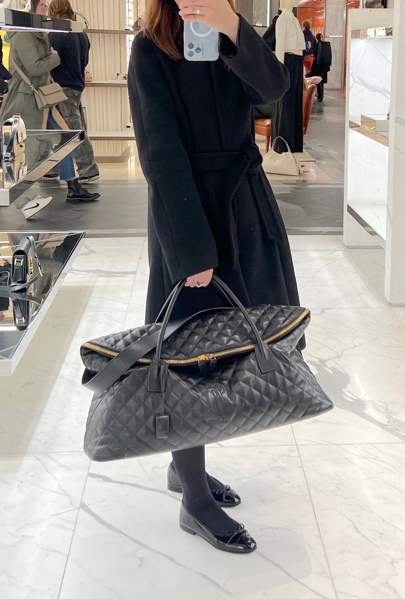 YSL SAINT LAURENT ES Giant Travel Bag Quilted Calfskin Leather